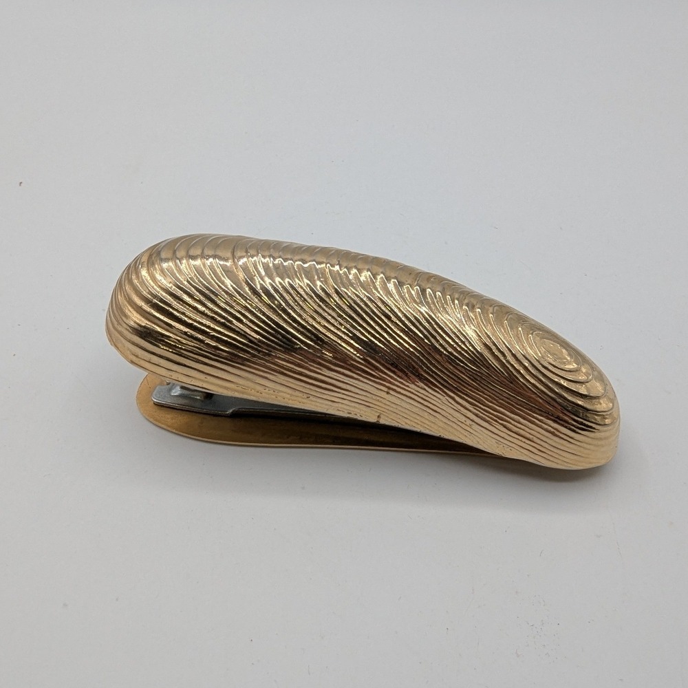 Vintage Brass Shell Stapler Gold Nautical Coastal Desk Accessory Regal No. 25